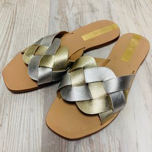 NEW Kaanas Gramado Gold Silver Leather Sandal 6